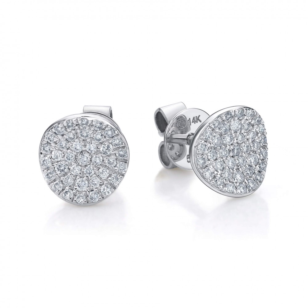 Pave Round Diamond Earrings